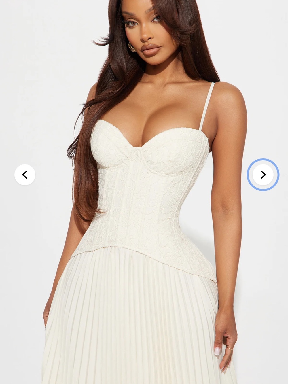 NWT XS Daniella Lace Corset Pleated Maxi Dress - Cream Fashion Nova - Picture 3 of 4